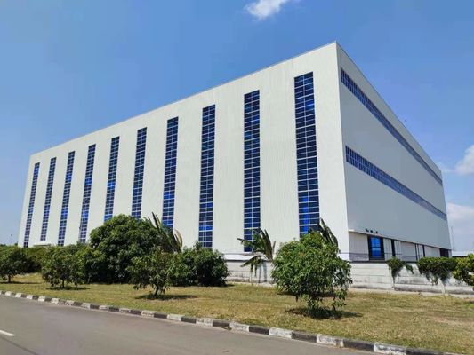 Armazém de estruturas de aço pré-fabricadas com quadro H e painéis sandwich