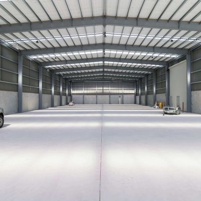 Armazém de estrutura de aço personalizável que oferece soluções espaçosas e duráveis ​​para linhas de produção industrial e necessidades de armazenamento de equipamentos