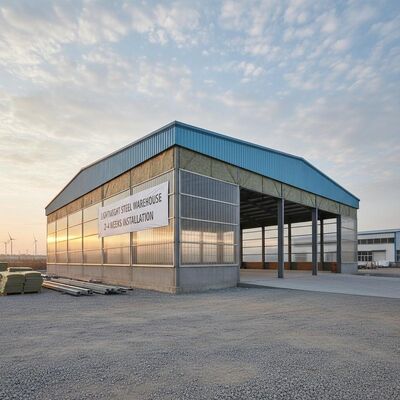 Armazém de Aço Prefabricado de Material de Aço Bruto Q355B Personalizado com Espessura de Painel Sanduíche de 50-200mm e Grau de Resistência a Terremotos 8