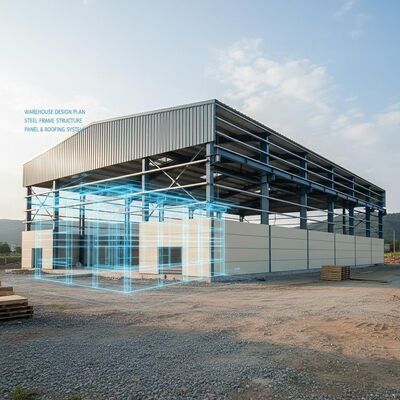 Armazém de Estrutura de Aço com Grau de Resistência a Terremotos 8 com Tratamento de Superfície Galvanizado e Carga de Vento de 0,35 kN/m²