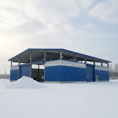 Edifício de armazenamento de aço projetado para suportar a carga de neve como requisito dos clientes e instalação de armazenamento