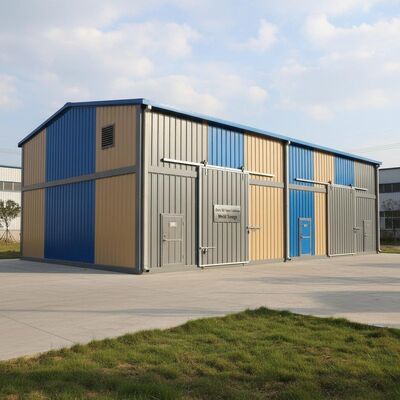 Armazém de estrutura de aço cinza com vidro reforçado com fibra de plástico clarabóia solução de armazenamento durável para industrial