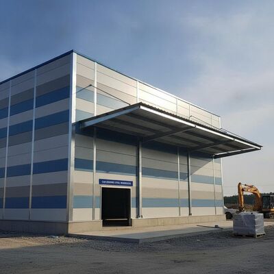 CAD Design Estrutura de aço Armazém oferecendo espessura de painel de sanduíche Entre 50-200mm e quadro de canapão folha dupla construída para a construção