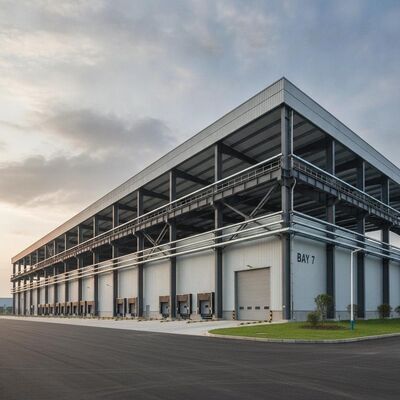 Bay 7 Steel Structure Warehouse Built Using Welded or Hot Rolled Steel Structure and C Z Galvanized Steel Q235 Purling for Industrial Storage